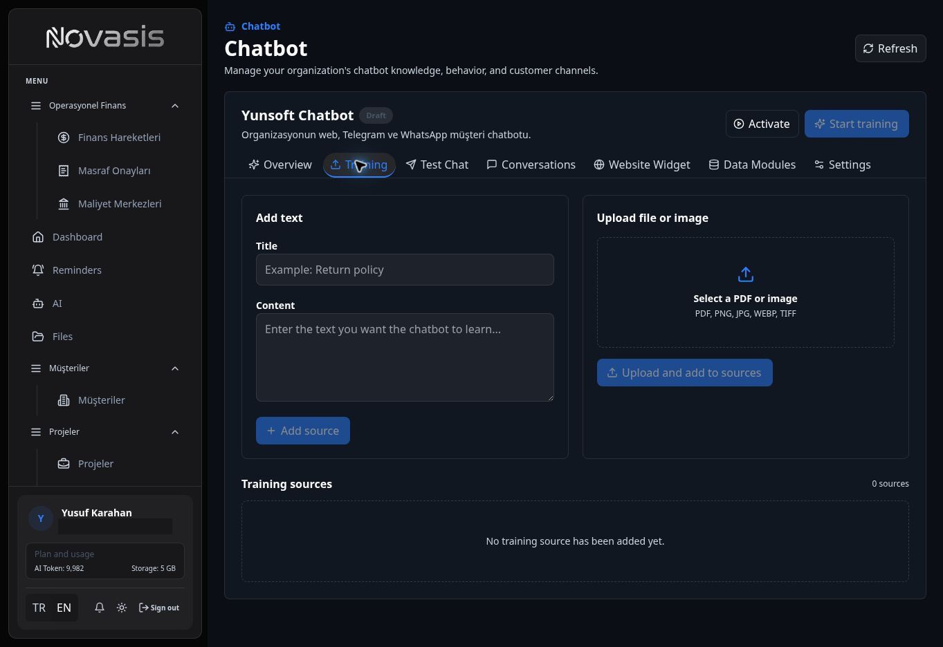 Chatbot training sources