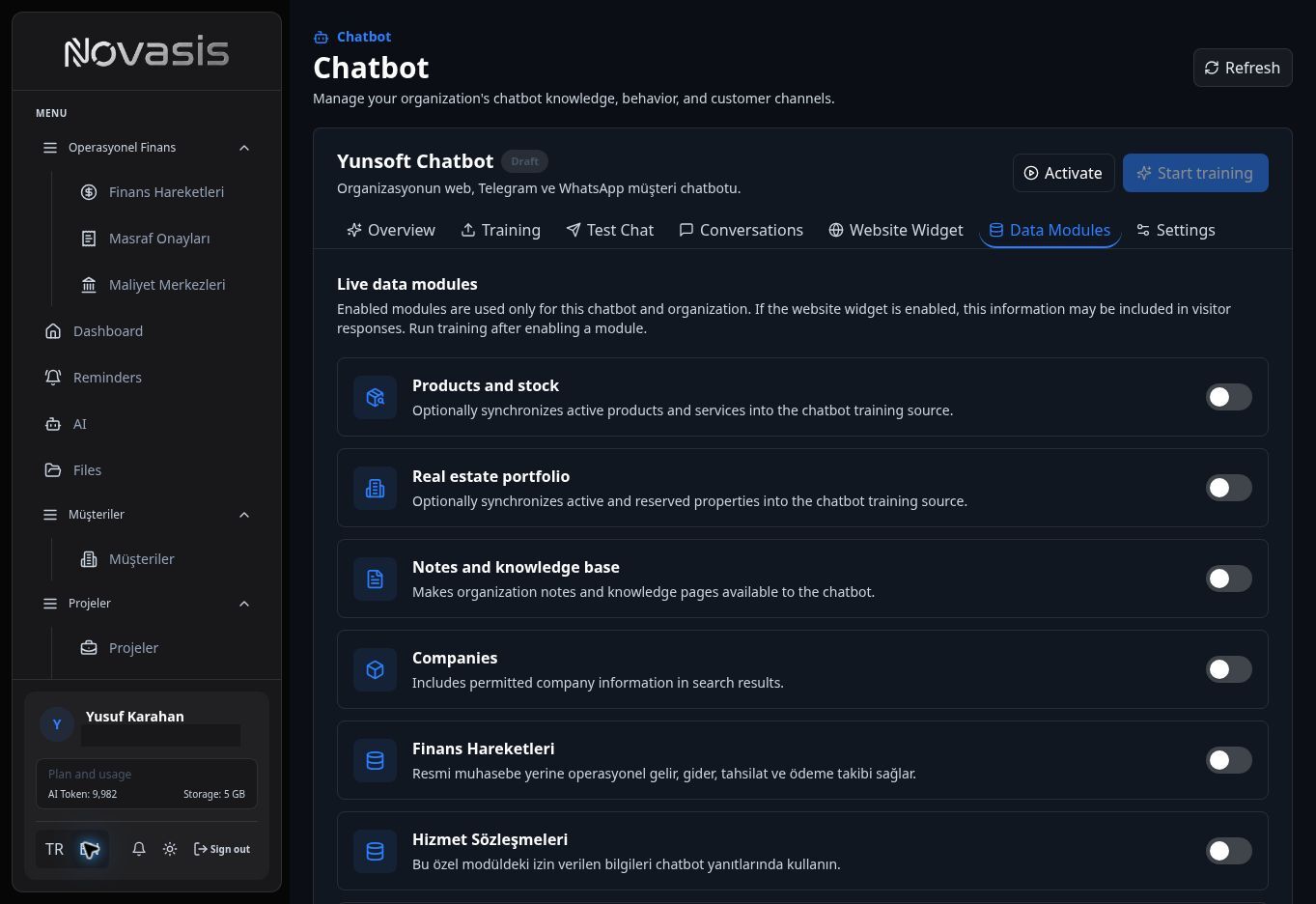 Chatbot data modules